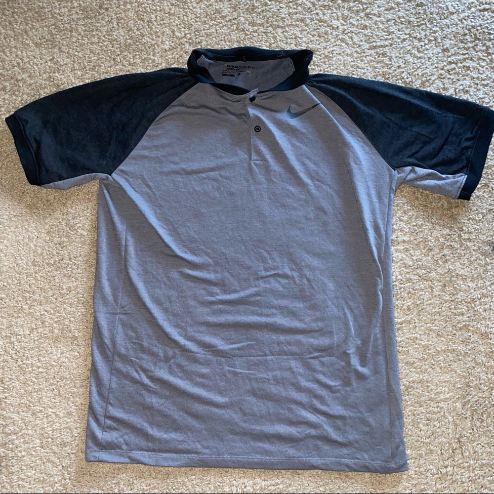 Men’s Nike Golf Modern Fit Two Tone Gray and Black Polo Size Medium